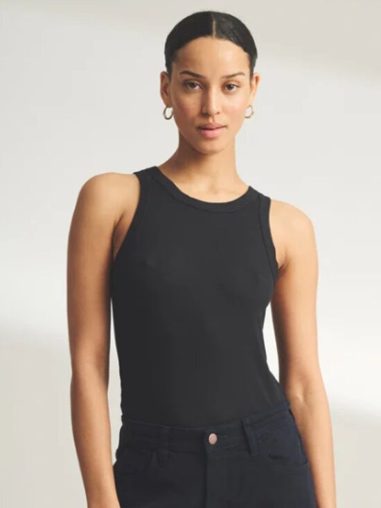 NAADAM Tops - Naadam Baby Ribbed Cropped Tank Womens Small Black Top Modal Blend Stretch NEW